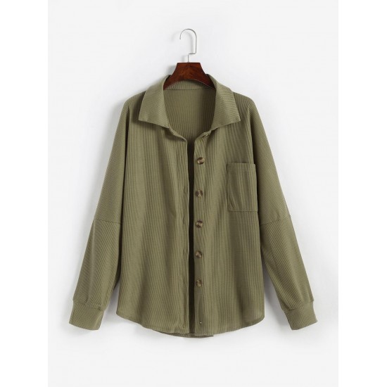 Drop Shoulder Waffle Pocket Shacket Drop Shoulder Waffle Pocket Shacket