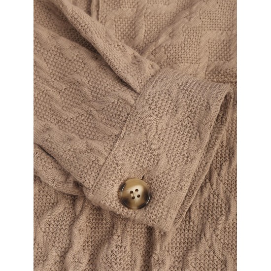 Women's Daily Cable Knit Drop Shoulder Button Up Pocket High Low Longline Shacket Women's Daily Cable Knit Drop Shoulder Button Up Pocket High Low Longline Shacket