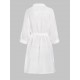 Women's Beach Vacation Bikini Cover Ups Striped Semi-sheer Button Up Raglan Long Roll Tab Sleeve Slit Side Belted Mini Shirt Dress Women's Beach Vacation Bikini Cover Ups Striped Semi-sheer Button Up Raglan Long Roll Tab Sleeve Slit Side Belted Mini Shirt Dress