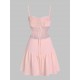 Lace Up Cut Out Crochet Insert Flounce Hem Mini Dress Lace Up Cut Out Crochet Insert Flounce Hem Mini Dress