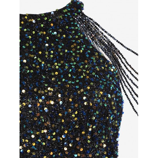 Sequined Chain Beads Bodycon Party Vegas Dress Sequined Chain Beads Bodycon Party Vegas Dress