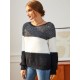 Colorblock Fuzzy Raglan Sleeve Jumper Sweater Colorblock Fuzzy Raglan Sleeve Jumper Sweater