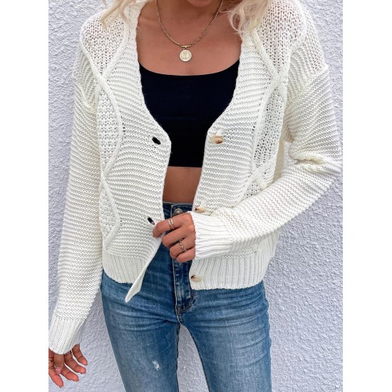 Button Up Solid Textured Knit Cardigan Button Up Solid Textured Knit Cardigan