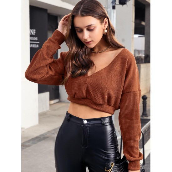 Loose V Neck Cropped Knitwear Loose V Neck Cropped Knitwear