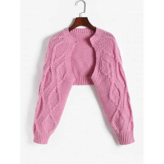 Cable Knit Open Front Shrug Cardigan Cable Knit Open Front Shrug Cardigan