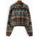 Ethnic Elephant Geo Print Drop Shoulder Quarter Zip Sweatshirt Ethnic Elephant Geo Print Drop Shoulder Quarter Zip Sweatshirt