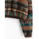 Ethnic Elephant Geo Print Drop Shoulder Quarter Zip Sweatshirt Ethnic Elephant Geo Print Drop Shoulder Quarter Zip Sweatshirt